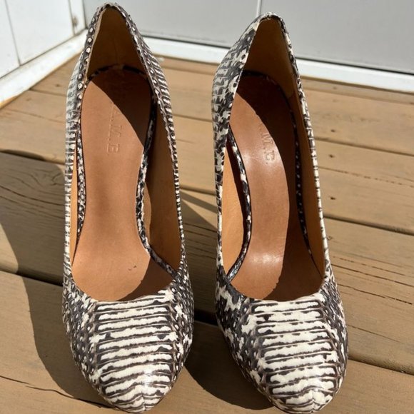 L.A.M.B. platform dress pump high heels round toe snakeskin - Picture 2 of 5